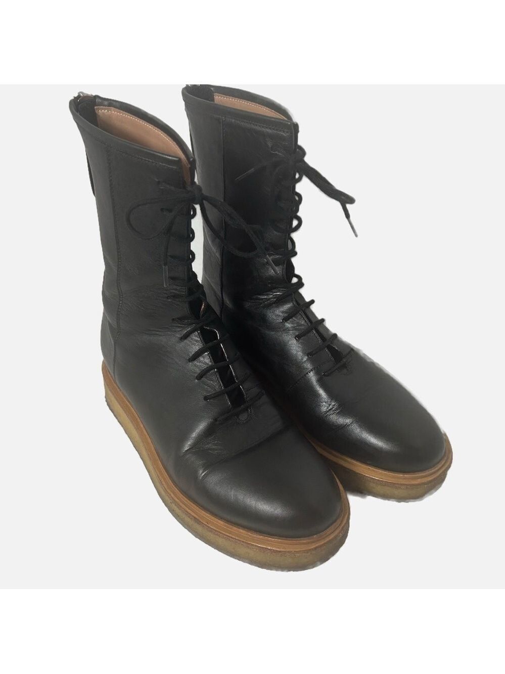 LEGRES Leather Womens Crepe Rubber Sole Calf High Boots Made in Italy 36 US 5.5